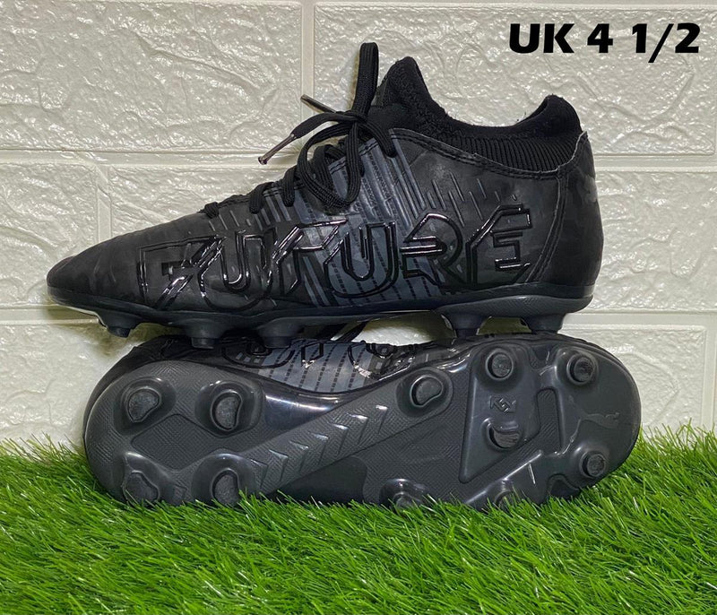PUMA unisex child Future Z 4.1 Fg/Ag Jr Soccer Shoe, Puma Black-asphalt,UK 4 1/2